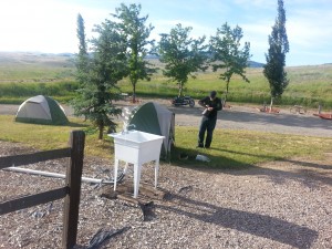 Campsite with bikers' tents