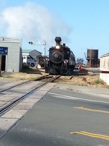 Steam train glimpsed as we departed Fort Bragg