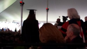 Lonely grad (ours) on the long walk to pick up her scroll